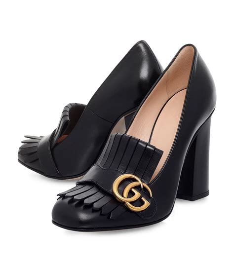 gucci wavy black heels|gucci marmont fringe heels.